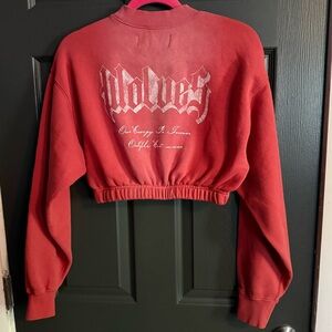 Her Darcness "Gwen" (Cropped) Crewneck in Roman Red Tonal Sun Fade - Size S